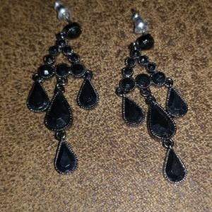 Dangling silver and beaded earrings